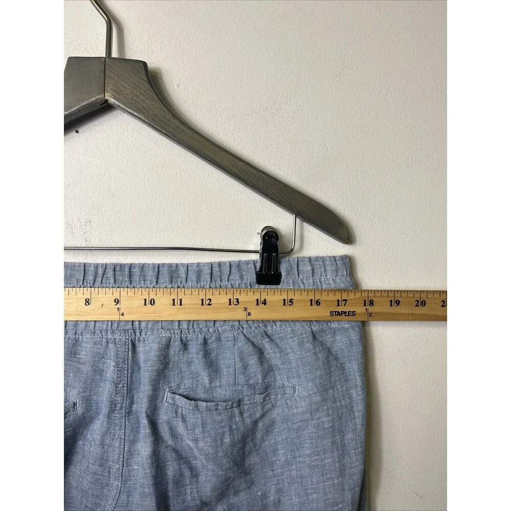 Athleta Cabo Linen Wide Leg Drawstring Pants in Blue